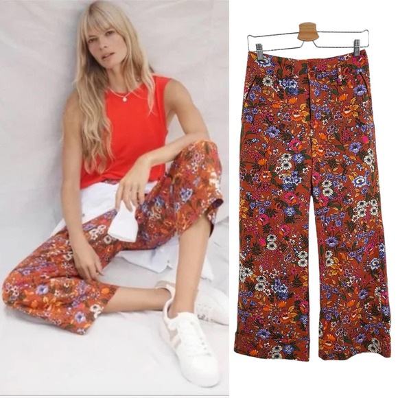 Anthropologie Pants - Anthropologie Maeve Flower Power Wide Leg Pants Size 2